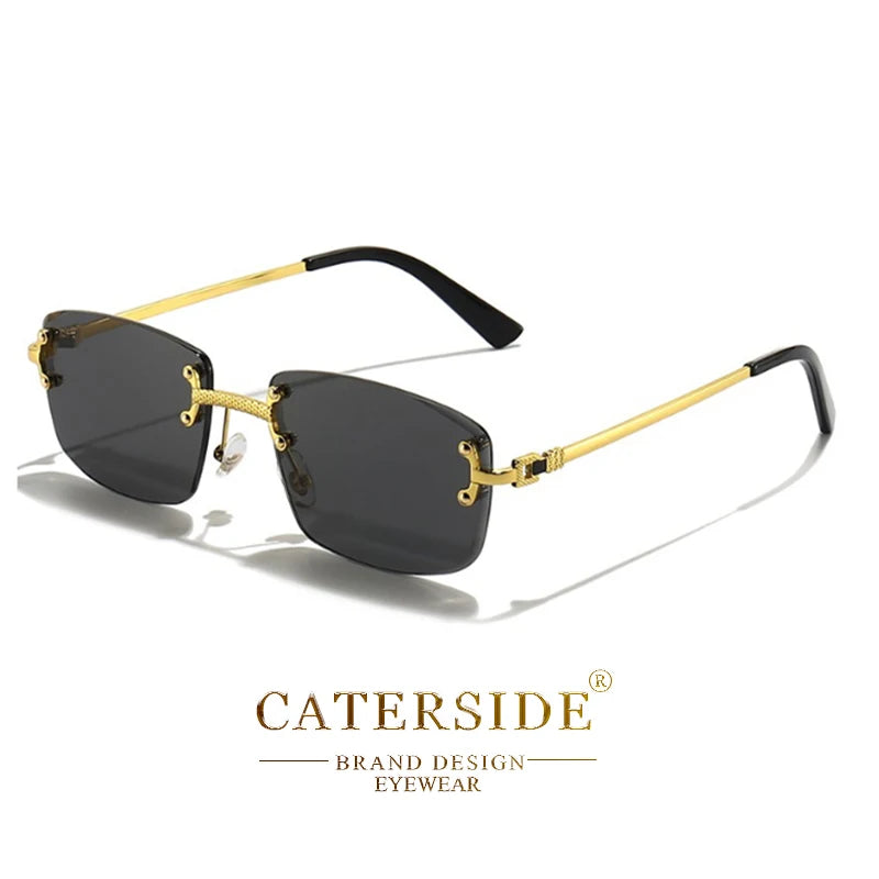 Lunettes de Soleil Rectangulaires Sans Monture Punk CATERSIDE – Verres Dégradés UV400 – CLEVI Paris