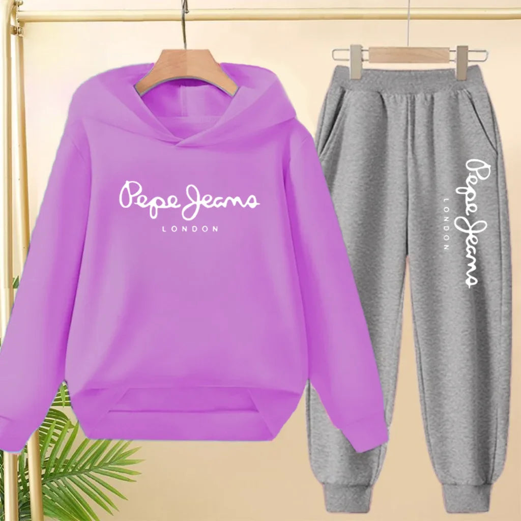 Ensemble Sweat à Capuche + Pantalon Enfant 3-13 Ans – Imprimé Lettres, Unisexe, Toutes Saisons – CLEVI Paris