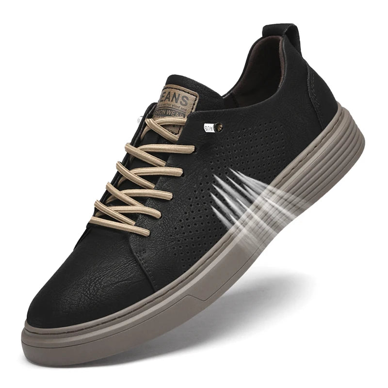 Sneakers Homme Cuir Vache Véritable Lacets Respirant Semelle Caoutchouc Casual Sport Skateboard EU 38-47 TOGEE See – CLEVI Paris