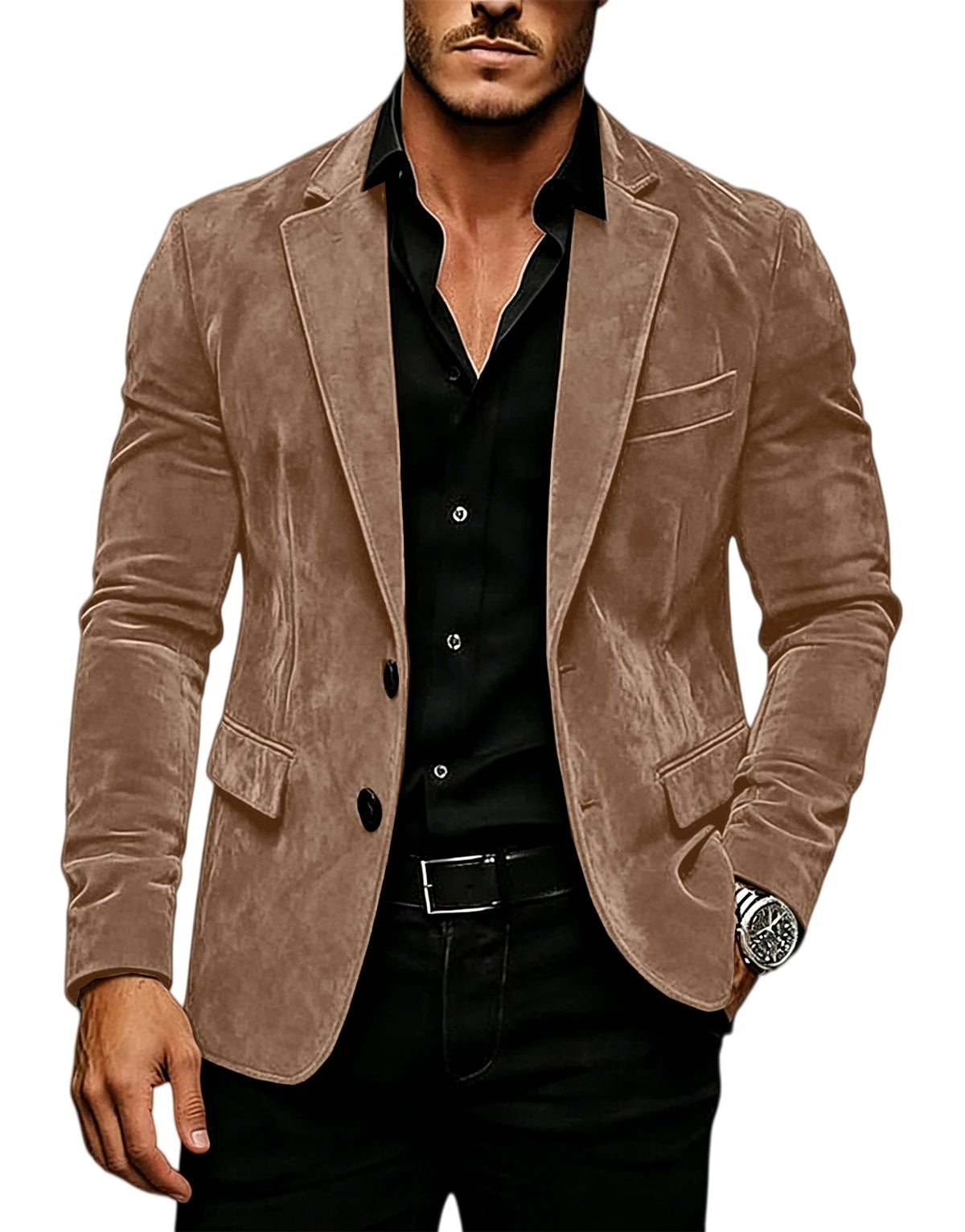 Blazer homme en velours effet suédé 2 boutons – CLEVI Paris