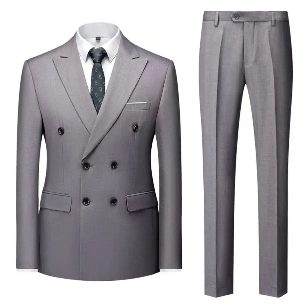 Costume Homme 2 Pièces Double Boutonnage Col Cranté Slim 17 Coloris Grande Taille Sur-Mesure – CLEVI Paris