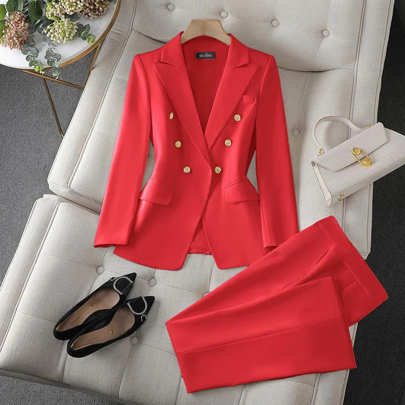 Tailleur pantalon femme double boutonnage – CLEVI Paris