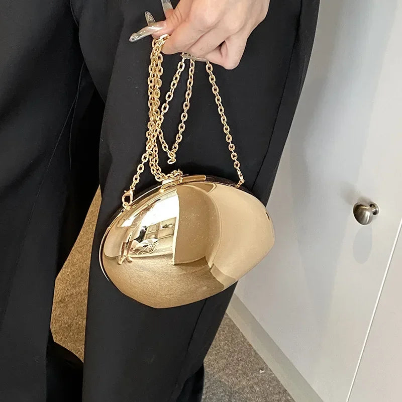 Pochette Coquille Métallique Soirée Femme — CLEVI Paris