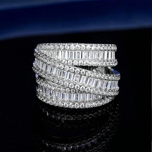 Bague Femme Choucong – Zircon Saphir & Diamant Simulé Serti Griffe Fiançailles