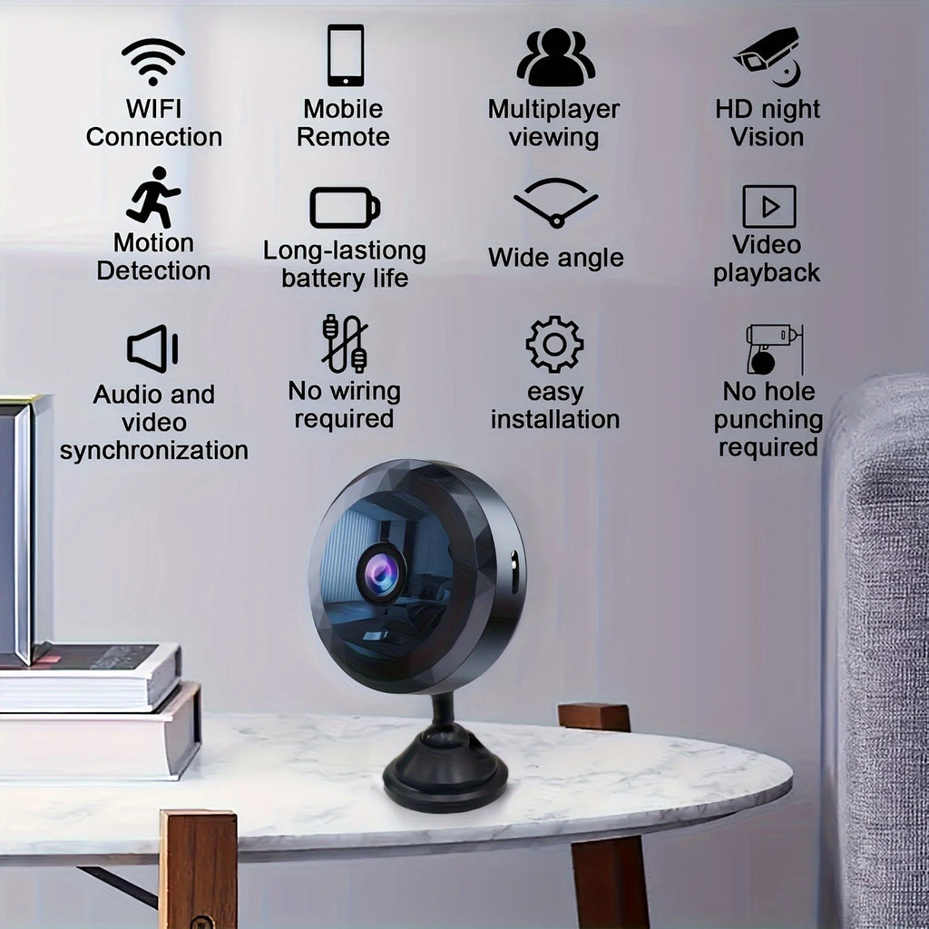 Mini Caméra de Sécurité WiFi 1080P – Vision Nocturne, Détection de Mouvement & Batterie Rechargeable – CLEVI Paris