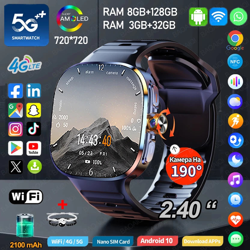 Montre Connectée 4G Android Caméra 13MP GPS Google Play – CLEVI Paris