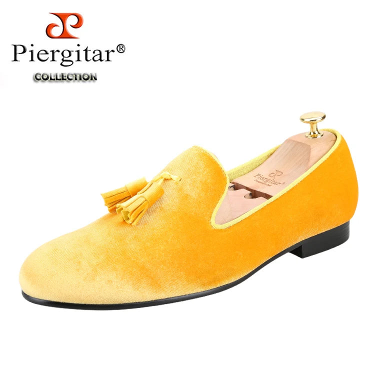 Loafers Homme Velours Slip-On Glands Faits Main Bout Rond Multicolore Soirée Banquet EU 37-50 Piergitar – CLEVI Paris