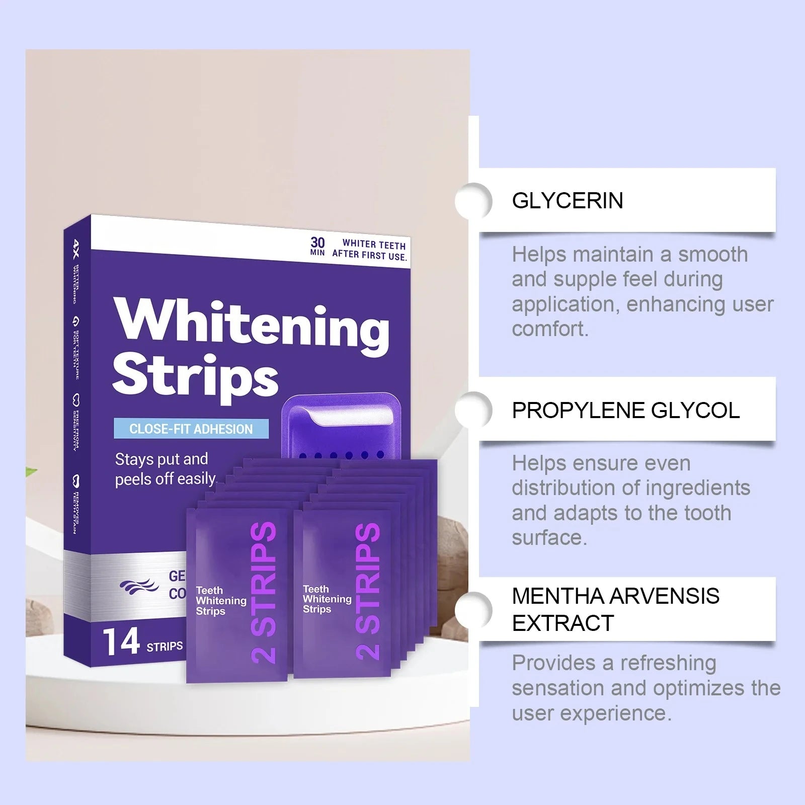 Bandelettes Blanchissantes Violettes EELHOE | Sourire Éclatant & Haleine Fraîche | Certifiées CPNP – CLEVI Paris