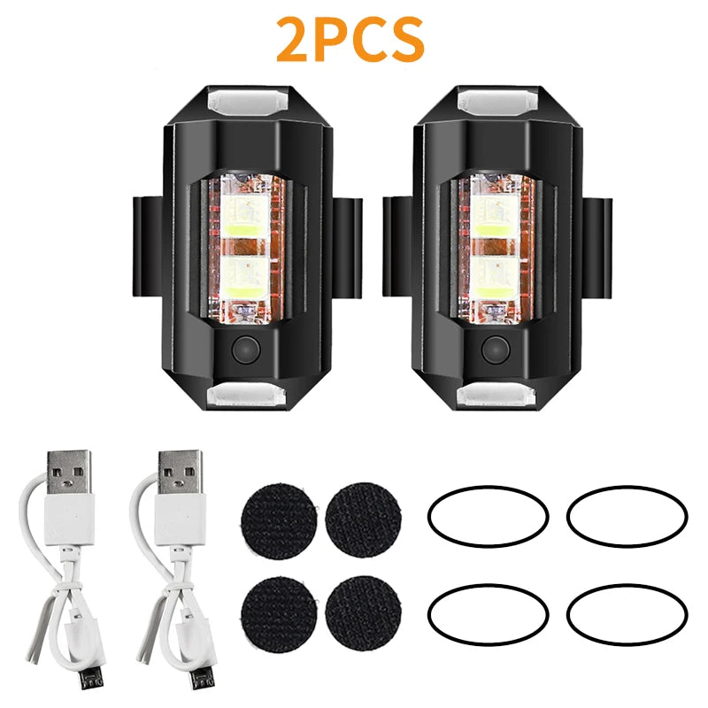 Feux Stroboscopiques LED 7 Couleurs USB – Anti-Collision, 30 Modes, 8h Autonomie – Moto, Vélo & Drone – CLEVI Paris