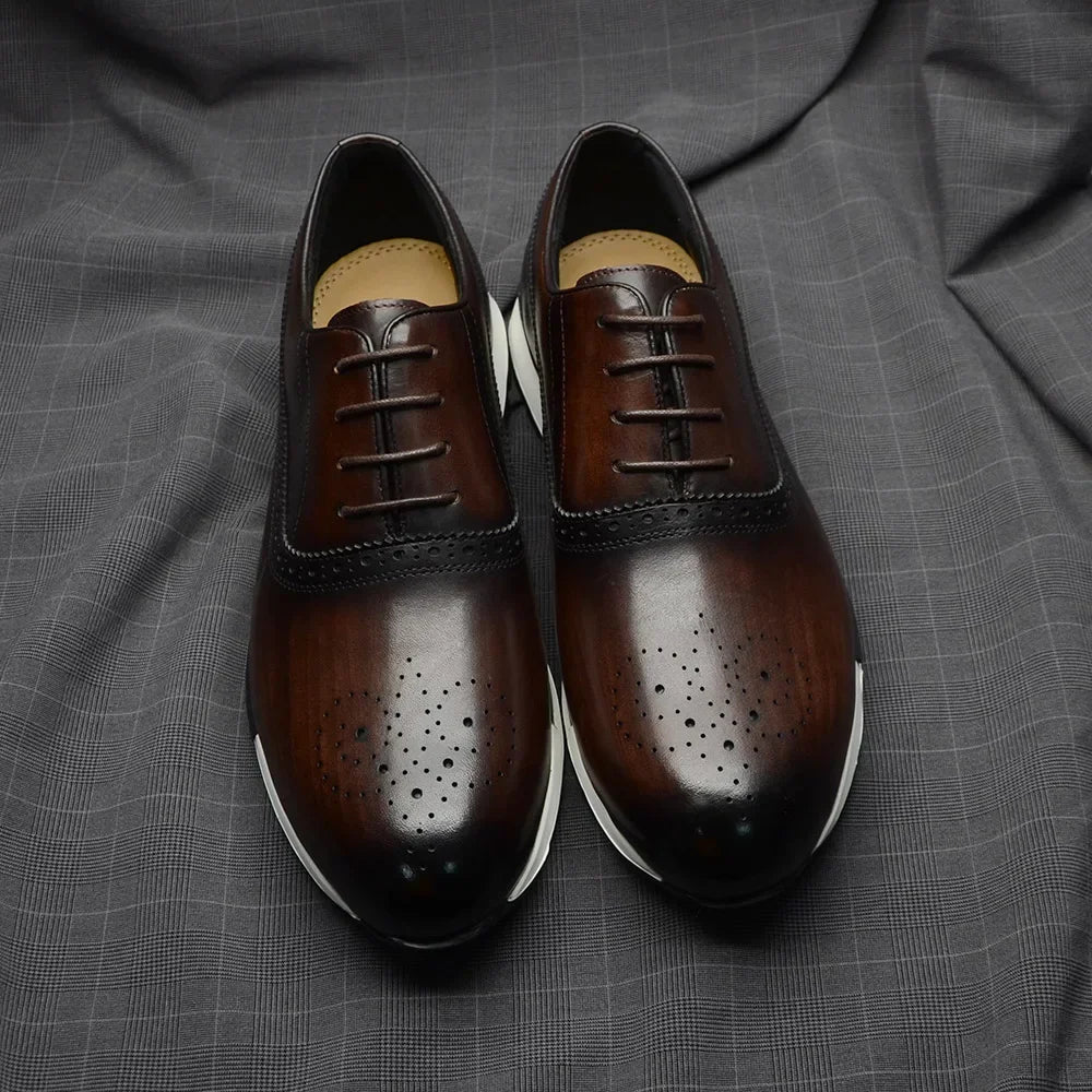Oxford Brogue Homme Cuir Véritable Fait Main Lacets 10 Coloris Business Casual – CLEVI Paris