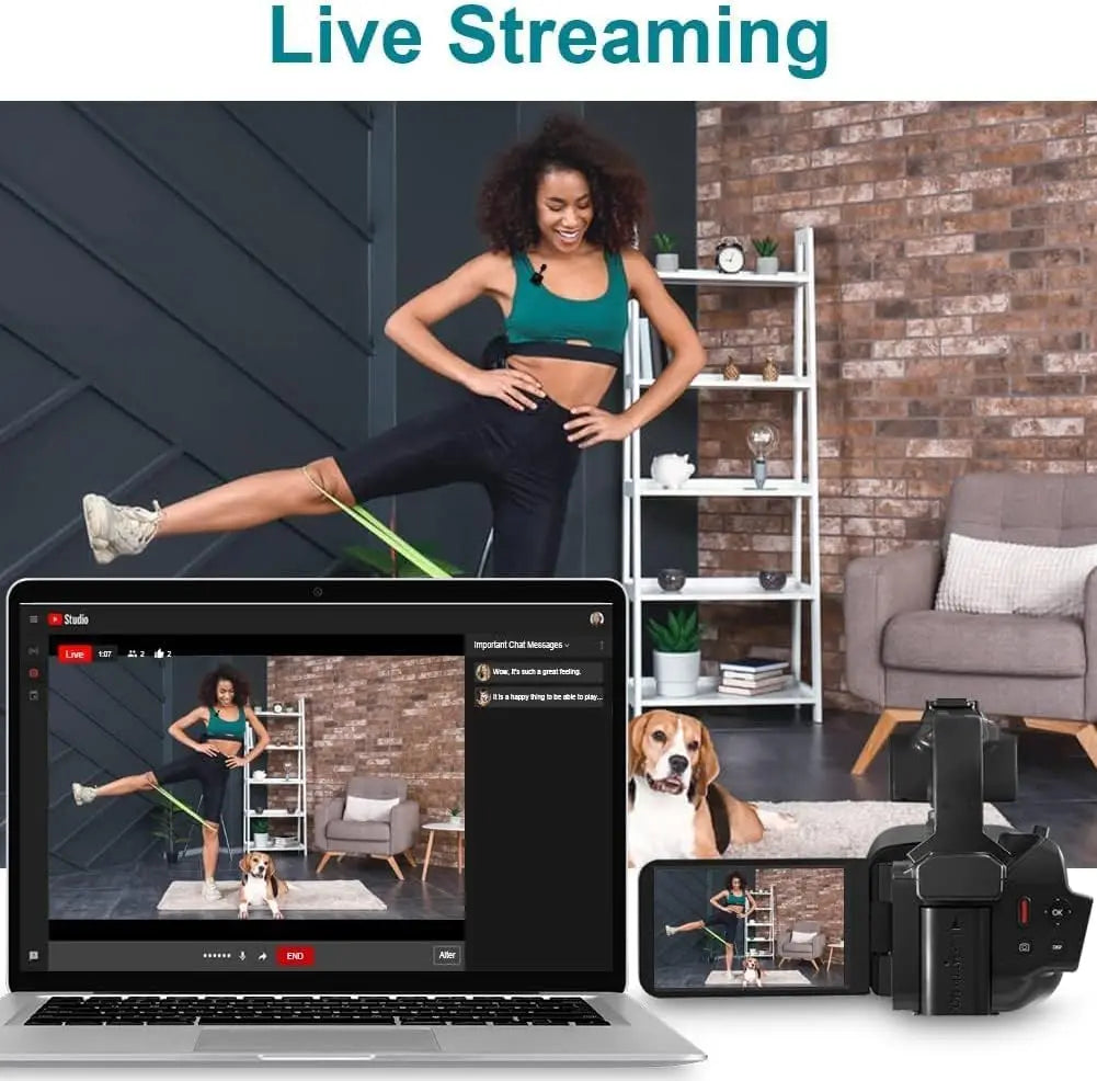 Caméscope Professionnel 4K 64MP KOMERY RX200 – Écran Tactile 4", WiFi, Zoom 18x, Live Streaming