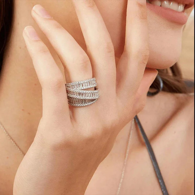 Bague Femme Choucong – Zircon Saphir & Diamant Simulé Serti Griffe Fiançailles