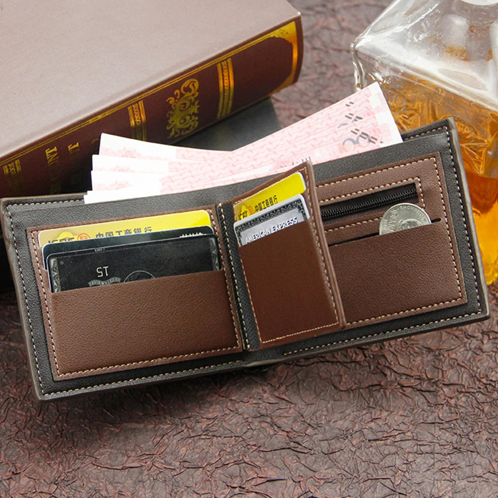 Portefeuille Homme Slim Cuir PU — Porte-Monnaie, Porte-Cartes & Photos, Noir & Marron | CLEVI Paris