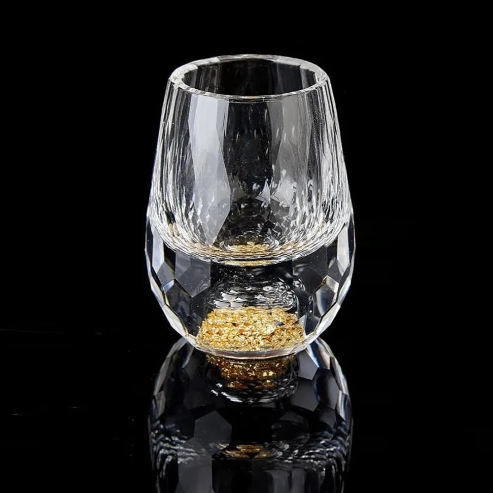 Verres à Shot en Cristal Luxe Feuille d’Or — 15ml, Vodka, Saké, Bar, Lot 1 à 6 | CLEVI Paris