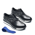 Oxford Homme Cuir Véritable | Sneaker Classique Imprimé Lettres Noir