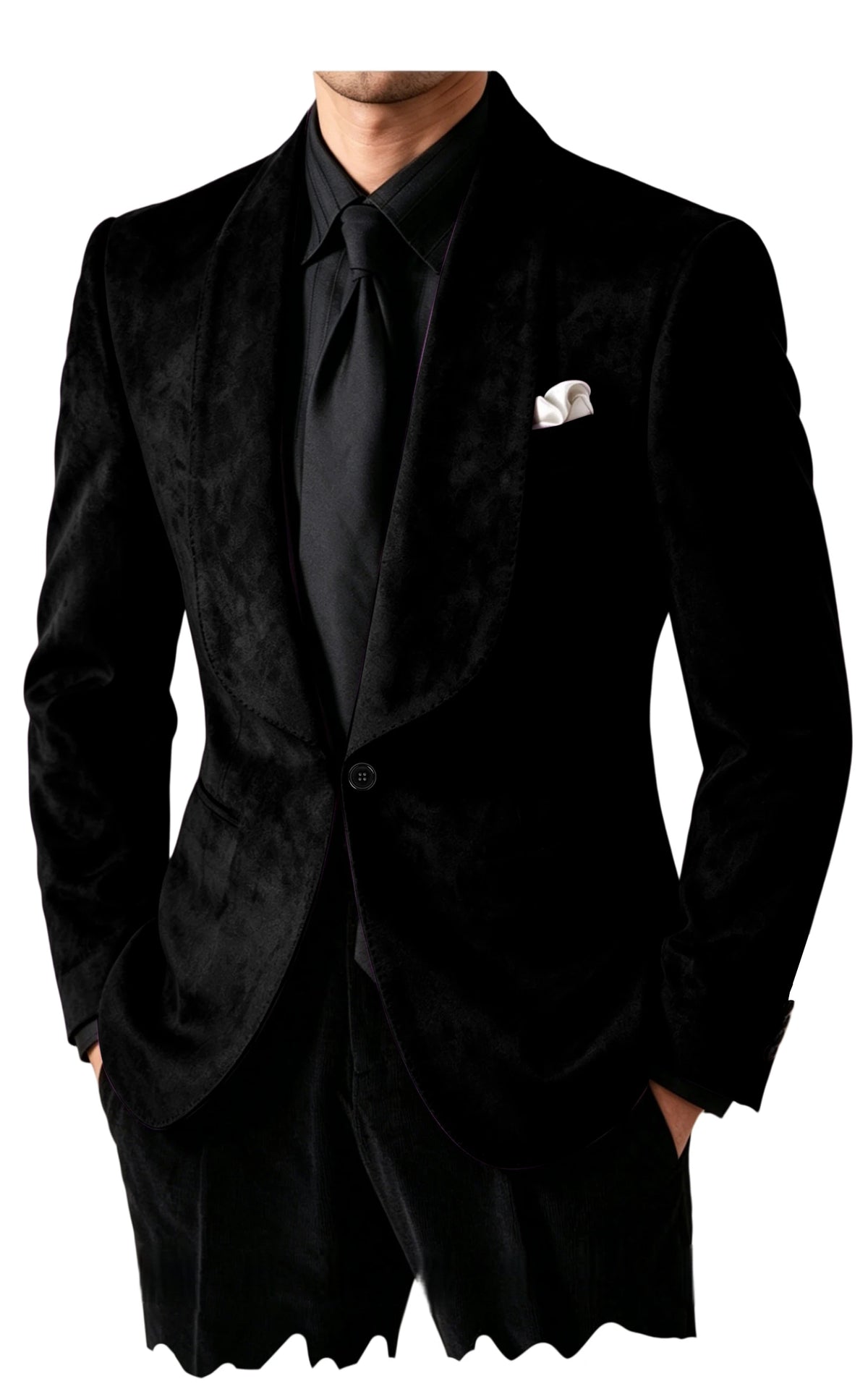 Blazer homme effet suédé 1 bouton à col châle – CLEVI Paris