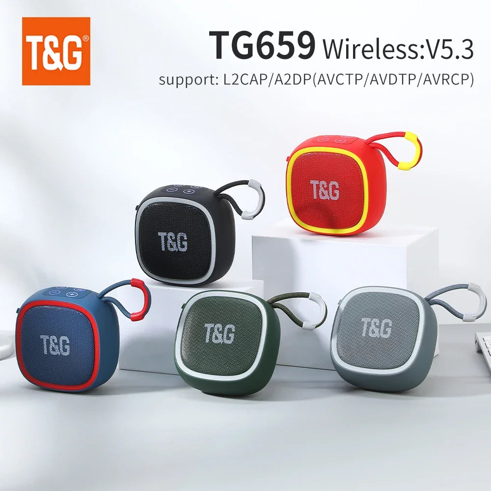 T&G TG659 Mini Enceinte Bluetooth 5.3 TWS HiFi Radio FM Carte TF – CLEVI Paris