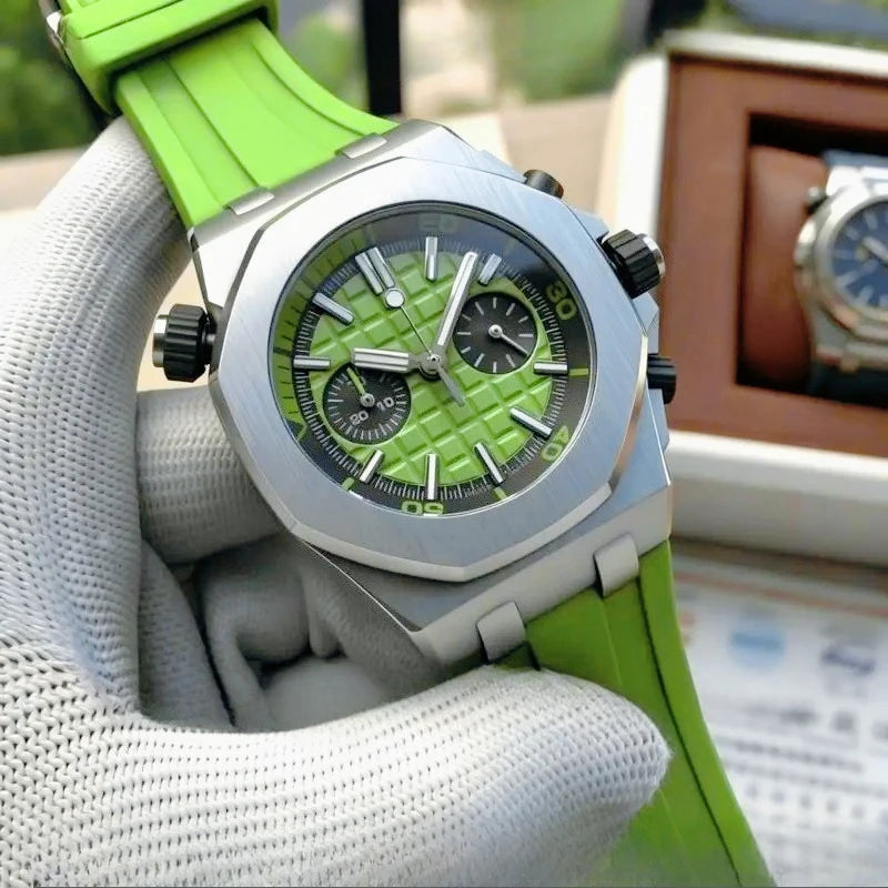Montre Quartz Homme Chronographe Style Royal Oak Octogonal Acier Saphir VK63 – CLEVI Paris
