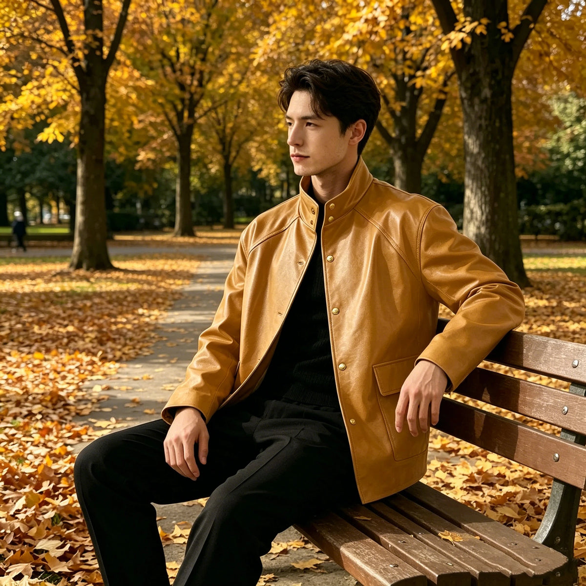 Veste Simili Cuir Homme Col Montant – CLEVI Paris