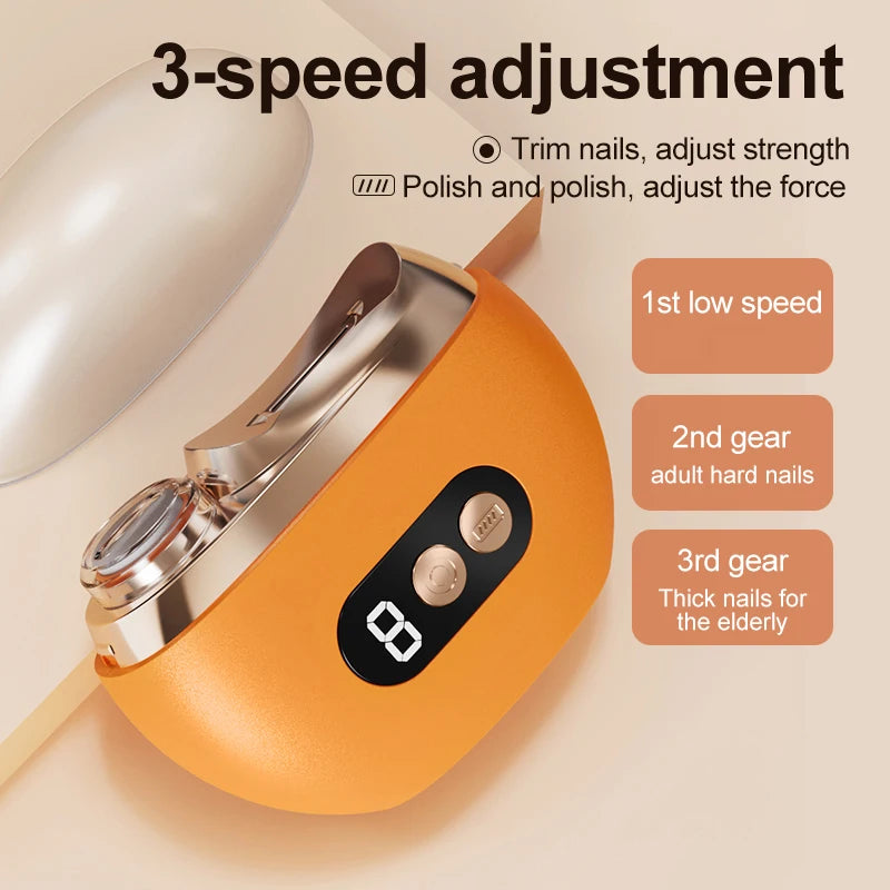 Coupe-Ongles Électrique 3-en-1 LED — 3 Vitesses, Collecteur Poussière — CLEVI Paris