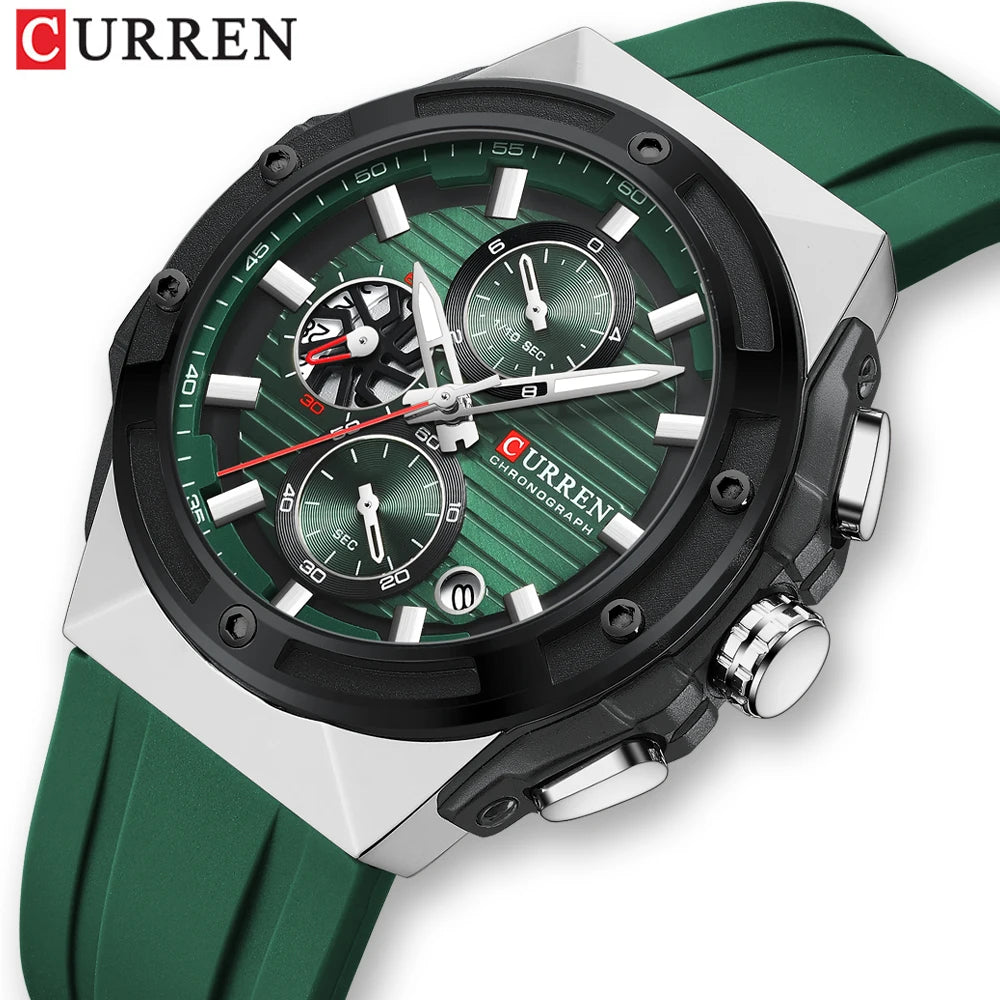 CURREN Montre Quartz Homme Chronographe Silicone Lumineux 45mm Sport – CLEVI Paris