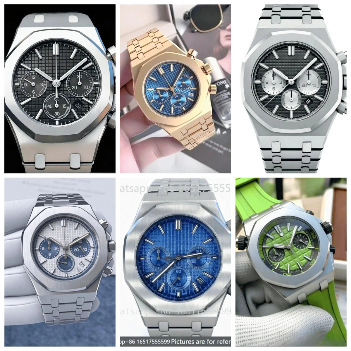 Montre Quartz Homme Chronographe Style Royal Oak Octogonal Acier Saphir VK63 – CLEVI Paris