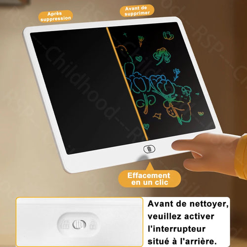 Ardoise LCD Enfants 10" & 16" – Dessin & Écriture, Effaçable, Jouet Éducatif 3-12 ans – CLEVI Paris