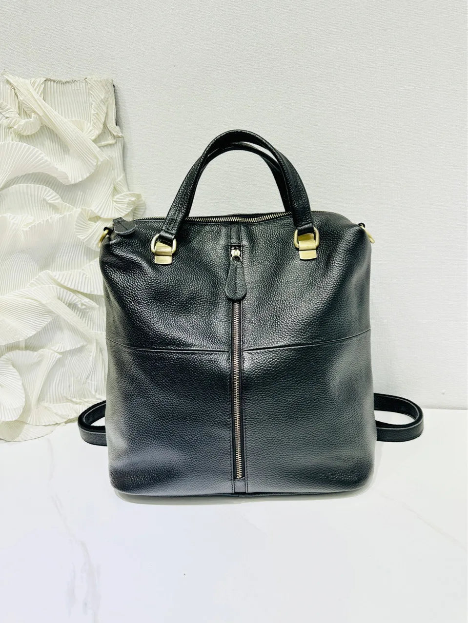 Sac À Dos Femme Cuir Vache Convertible Anti-Vol Voyage – CLEVI Paris