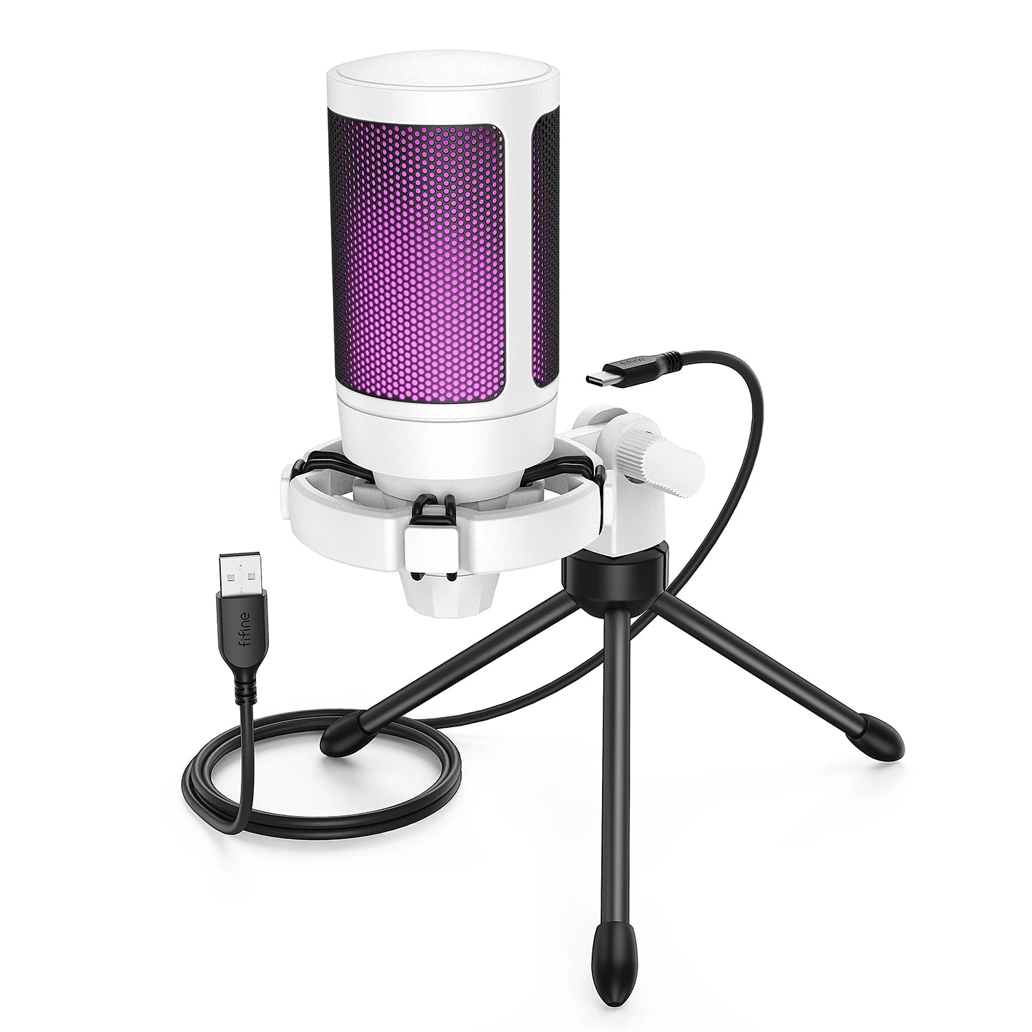 Microphone USB Gaming FIFINE AmpliGame A2 — RGB, Condensateur Cardioïde, Mute Tactile, Trépied | CLEVI Paris