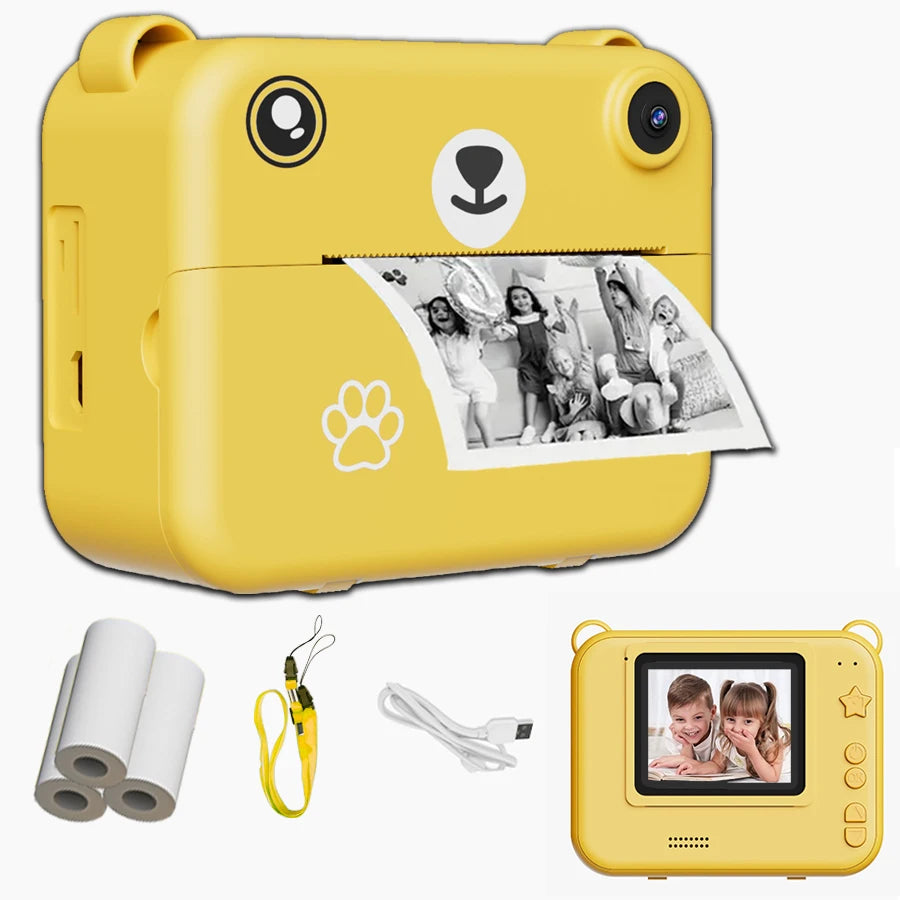Appareil Photo Enfant avec Impression Instantanée – Caméra Jouet Portable, 4 Coloris, Papier Thermique Inclus en Option
