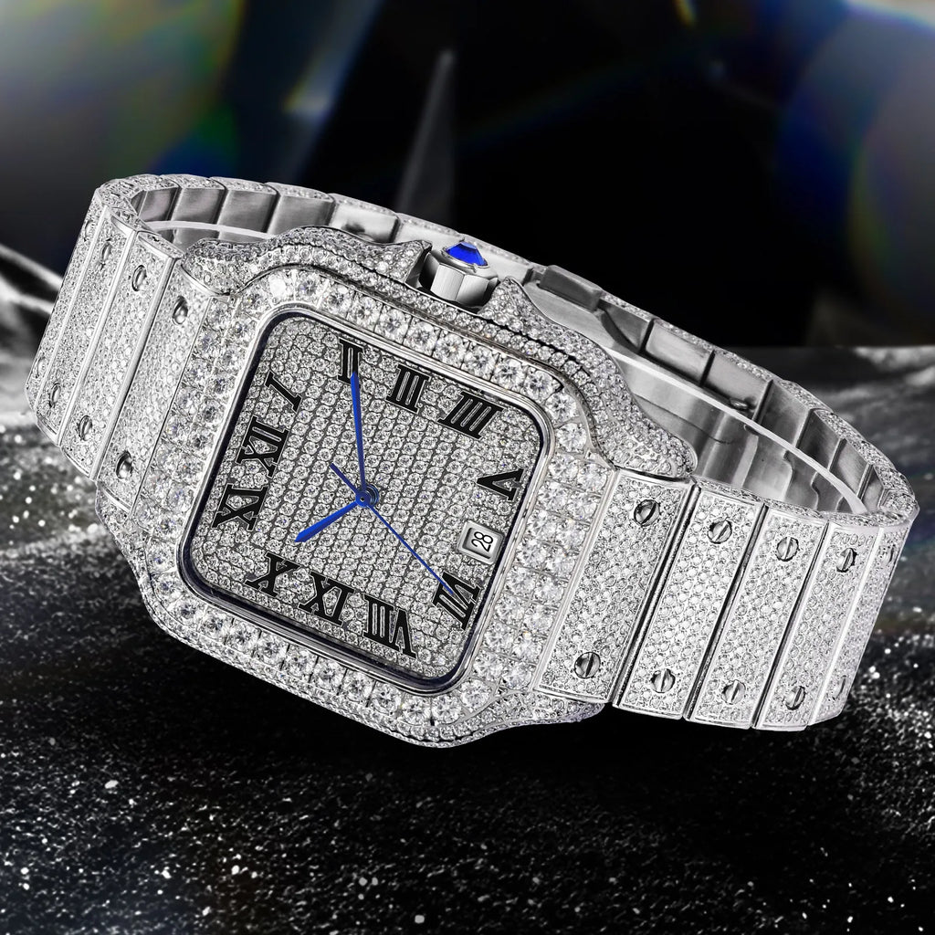 Montre Unisexe PINDU PD6669 – Diamant Mozambique, Automatique 8215, Verre Saphir, Acier Inoxydable, Étanche 10 ATM – CLEVI Paris