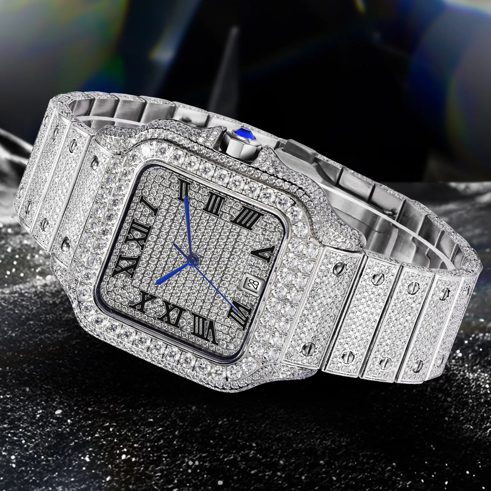 Montre Unisexe PINDU PD6669 – Diamant Mozambique, Automatique 8215, Verre Saphir, Acier Inoxydable, Étanche 10 ATM – CLEVI Paris