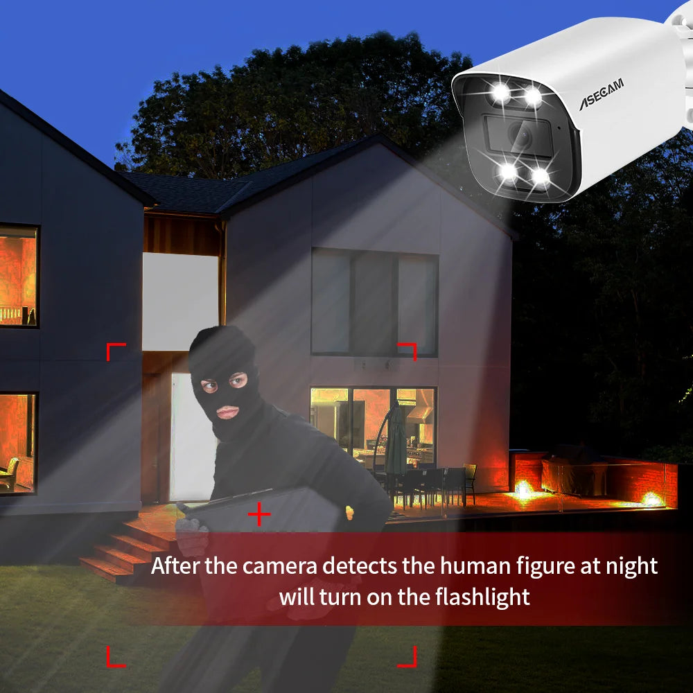 Caméra IP POE Extérieure 4K/8MP – Vision Nocturne Couleur, IA Détection Humaine, IP67, H.265 – CLEVI Paris