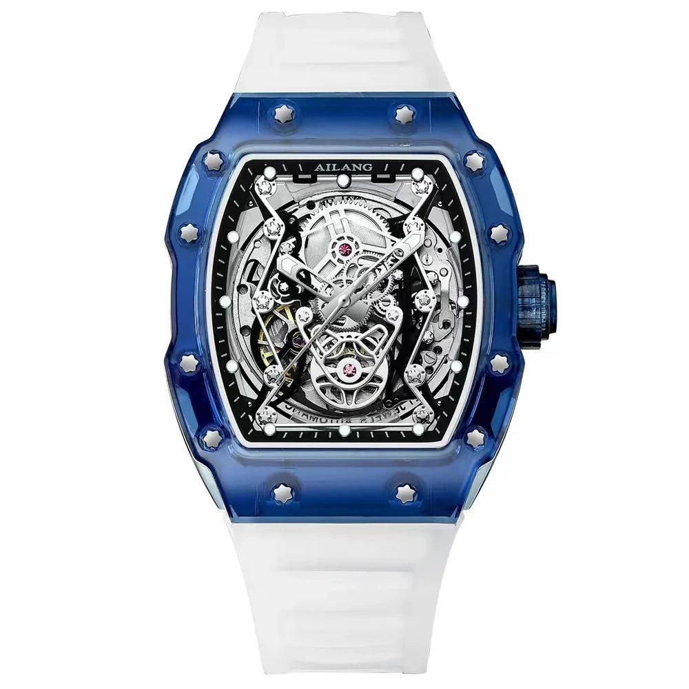 AILANG Montre Automatique Homme Squelette Tonneau Bracelet Silicone Lumineux – CLEVI Paris