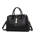 Sac Boston Femme Cuir Croco Brillant Verrou Métal Noir – CLEVI Paris