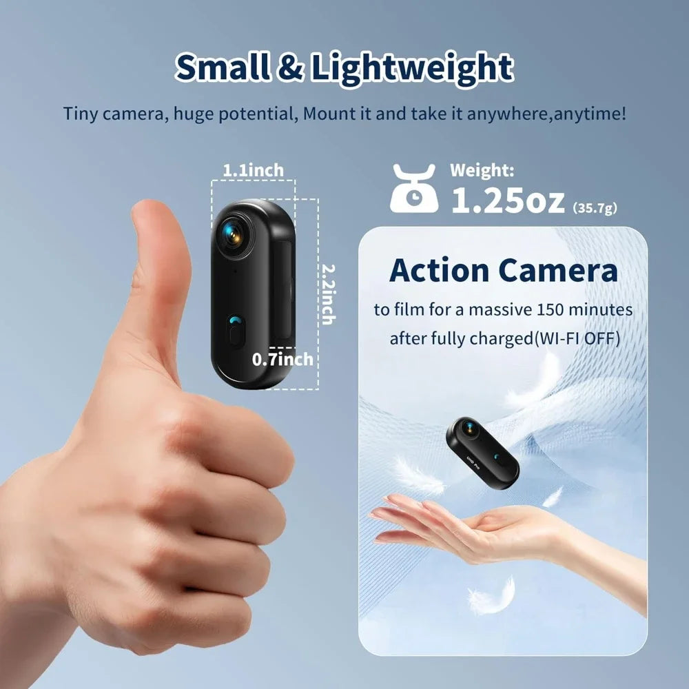 Mini Caméra DIXSG H88 4K – Ultra-Compacte 36g, Fixation Magnétique, Étanche 40m, WiFi, Grand Angle 170°, Casque & Vélo – CLEVI Paris