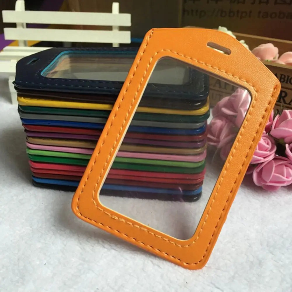 Porte-Carte Badge PU Transparent | Bordure Colorée, Trou Lanière, Style Business, 7 Coloris – CLEVI Paris
