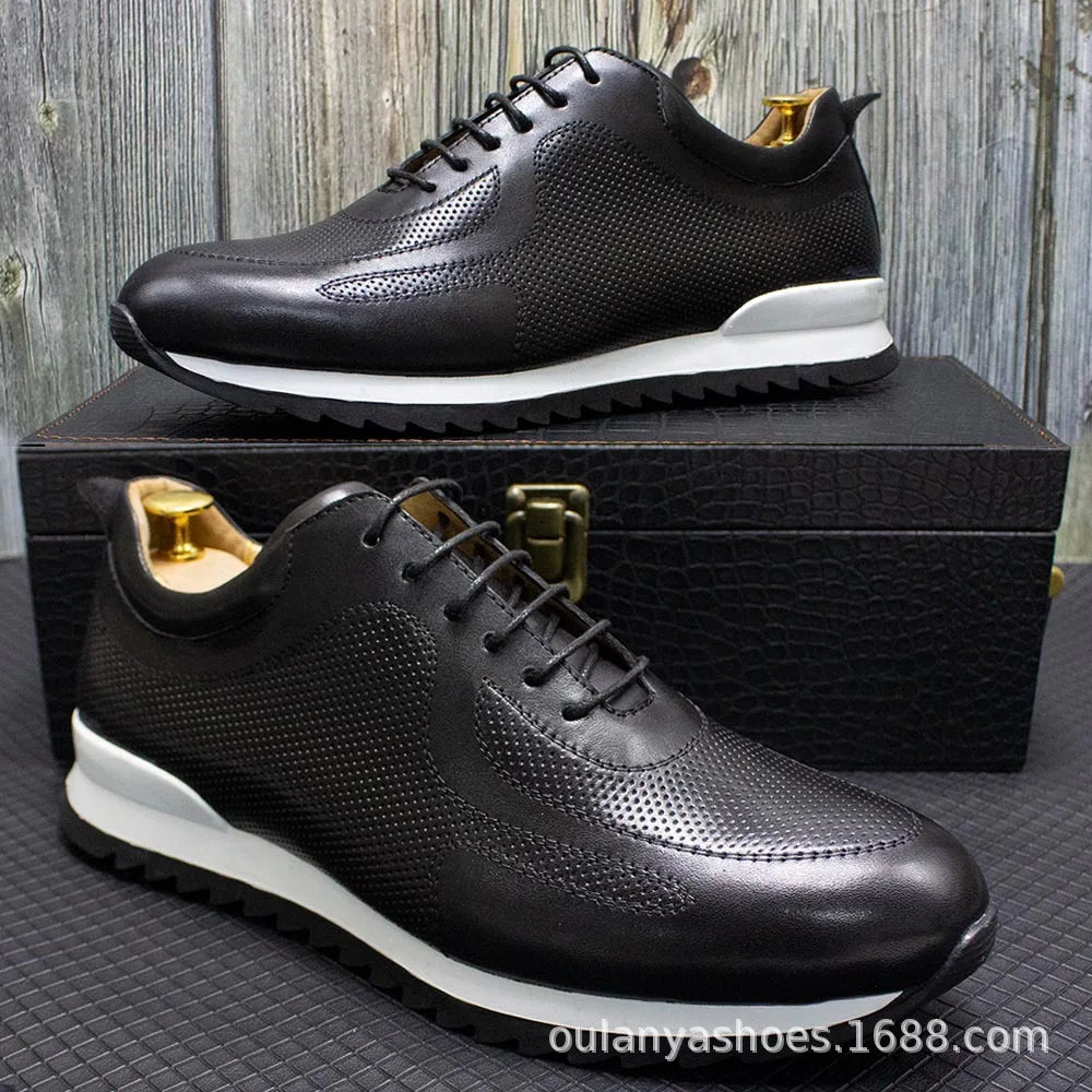 Chaussures Homme Cuir Vache Rehaussantes Embossées Casual Respirant – CLEVI Paris