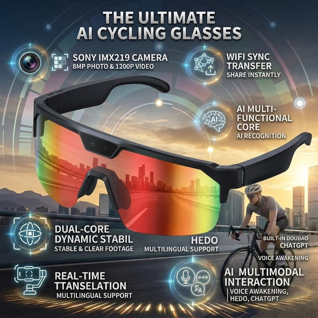 Lunettes Intelligentes AI GUHUAVMI Q01 Caméra 8MP Wi-Fi Bluetooth Assistant Vocal – CLEVI Paris