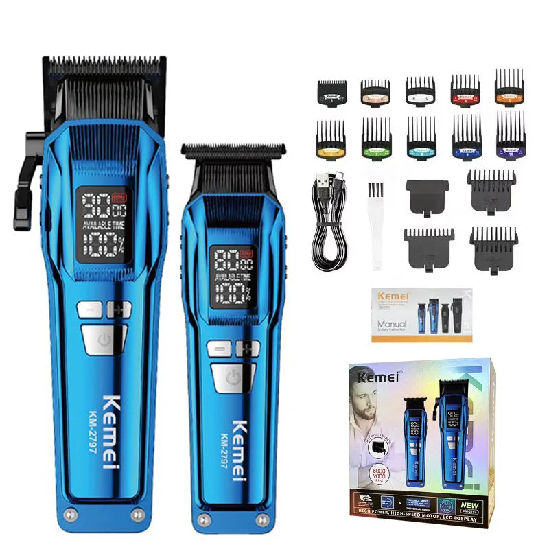 Tondeuse Électrique Rechargeable Professionnelle Kemei – Moteur Rotatif Charge Rapide 260 Min Autonomie – CLEVI Paris