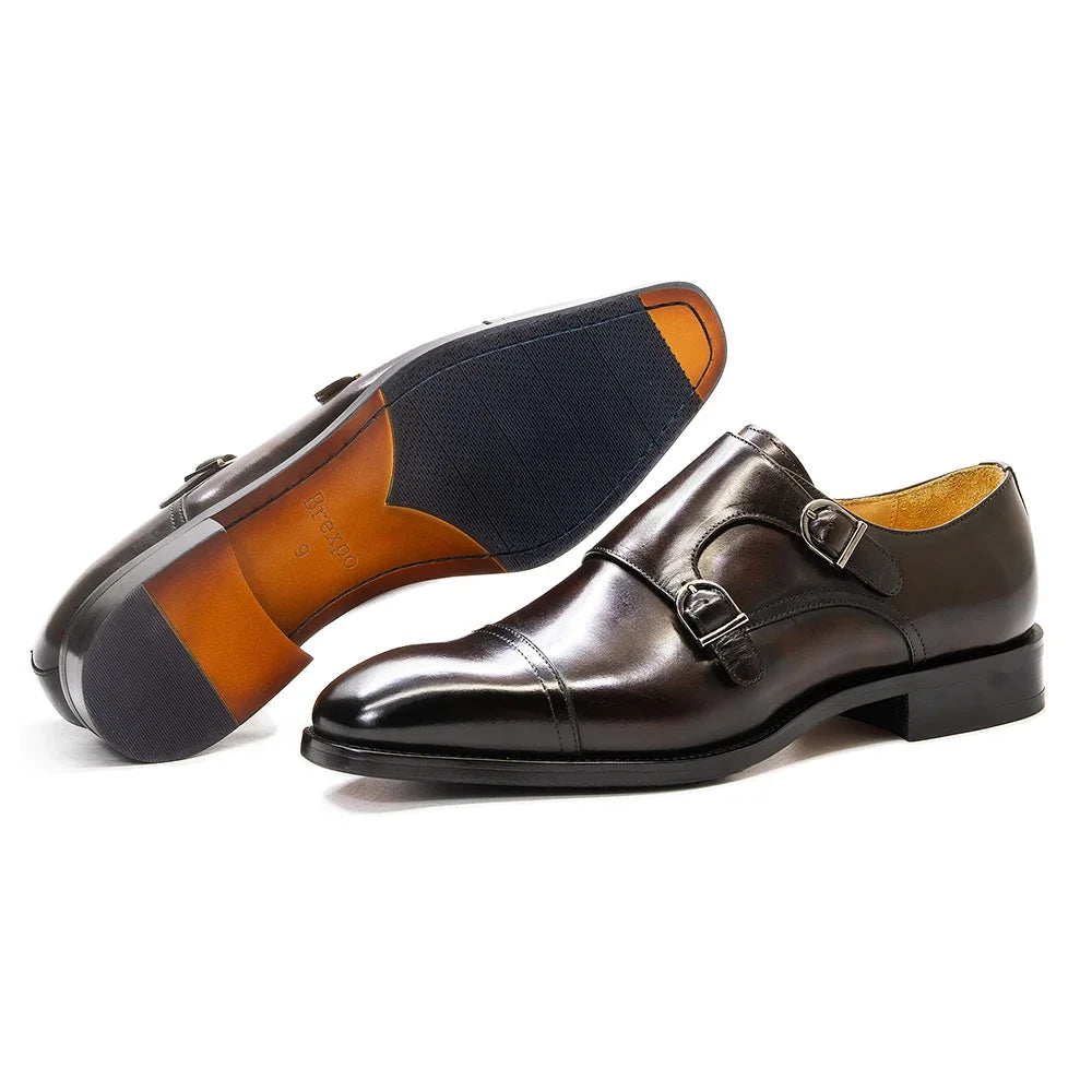 Monk Strap Double Boucle Homme Cuir de Veau Cap-Toe | Business Mariage US 7-13