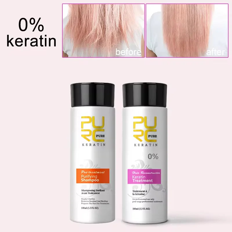 Coffret Kératine Brésilien PURC | Shampoing + Traitement 100ml | 0% 5% 8% 12% – CLEVI Paris