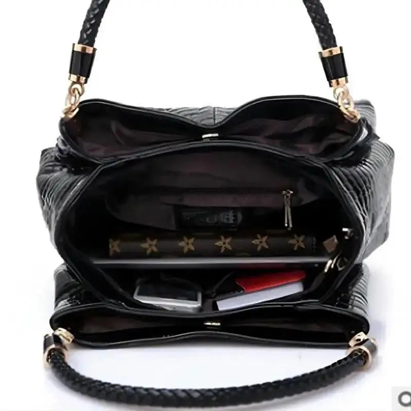 Sac Cabas Femme Cuir PU Imprimé Crocodile — Grande Capacité, Forme Seau, 36x11x29cm | CLEVI Paris