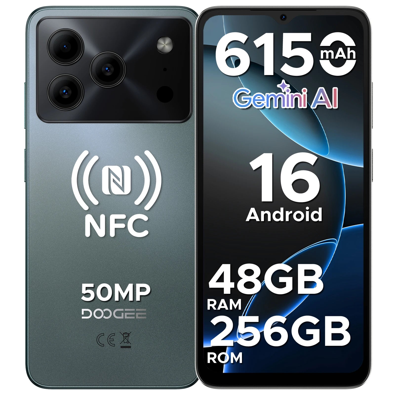 DOOGEE Note56 Plus Smartphone Android 16 Gemini AI 6,56" 90Hz 6150mAh NFC IP68 50MP – CLEVI Paris