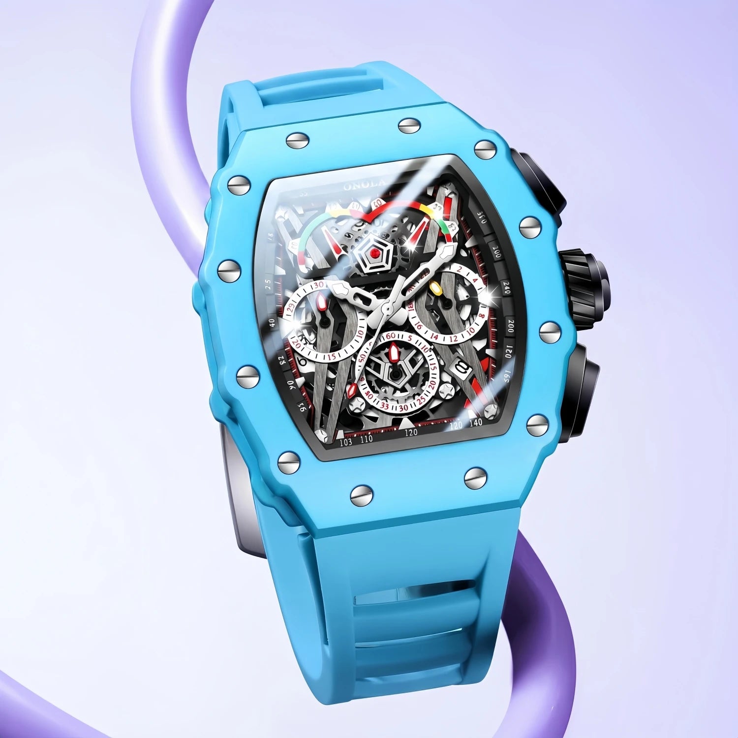ONOLA ON6827CK Montre Homme Quartz Tonneau Bracelet Silicone Verre Hardlex Lumineux 3 ATM 4 Coloris – CLEVI Paris