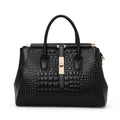 Sac Boston Cuir Vache Véritable Motif Crocodile Grande Capacité Femme – CLEVI Paris