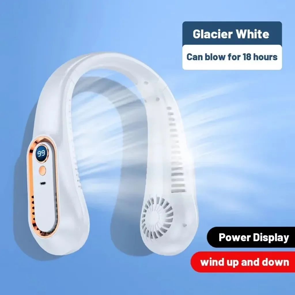 Ventilateur de Cou Sans Lame – Portable Silencieux USB Rechargeable 5 Vitesses Affichage Batterie Sport Bureau – CLEVI Paris