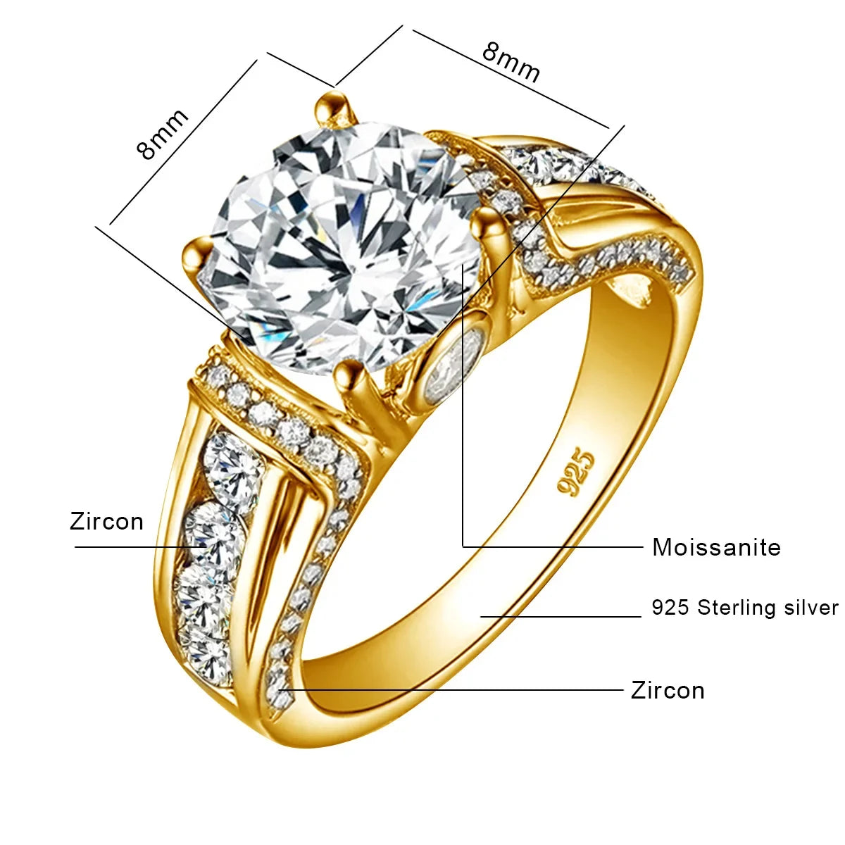 Bague Femme Moissanite 2ct D VVS1 Argent 925 Certifiée – CLEVI Paris