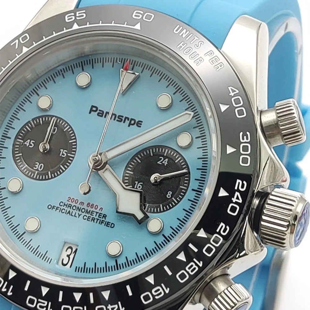 PARNSRPE VK64 Montre Homme Chronographe Quartz Japonais Acier 316L 39,5mm Verre Saphir AR 5 ATM Lumineux – CLEVI Paris