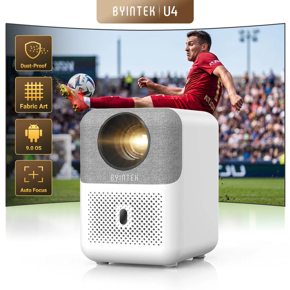 BYINTEK LOVE U4 Projecteur Mini Android 1080P 4K Autofocus WiFi 6 HDR10 Design Tissu – CLEVI Paris